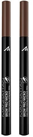 Manhattan Brow Pro Micro Pen Augenbrauenstift, in der Farbe 002 Soft Brown, Flüssiger Eyebrow Pencil mit ultra-präziser 0,2 mm Spitze, Für einen natürlichen Augenbrauen-Look (Packung mit 2)