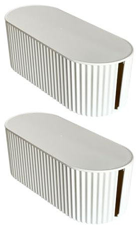 Nineween Lot de 2 boîtes de rangement de câbles blanches en plastique sous le bureau, cachette de bandes d'alimentation pour la maison, le bureau, le chargeur de téléphone, les fils électroniques, bac