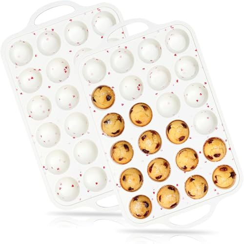 Zheigaoxea 24-Cup Mini Size NonStick Silicone Muffin Pan for Baking | with Metal Reinforced Frame BPA Free Silicone for Baking Mini Muffin, Cupcake, Egg Bites Oven Safe