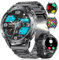 LIGE Montre Connectée Homme, 1.43'' Smartwatch Homme avec Appel Bluetooth/LED Lampe/530 mAh Batterie/110+ Modes Sportifs, Moniteur de Fréquence Cardiaque SpO2 et Sommeil pour Android iOS, Cuir-Noir