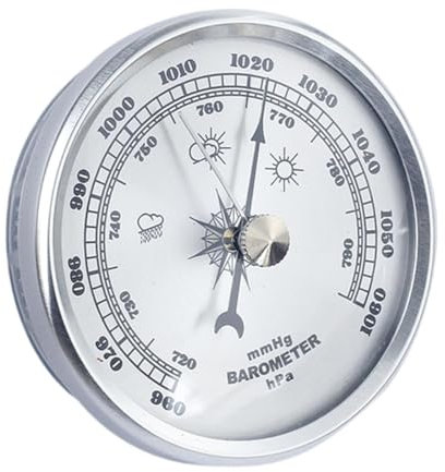 Milageto 70 Mm Barometri, Misuratore Di Pressione Dell'aria Con Telaio in Metallo, Barometro Aneroide per Barche Da Riproduzione, Tubi Dell'acqua, Tubi Del Gas, Tubi Di Riscaldamento, Argent