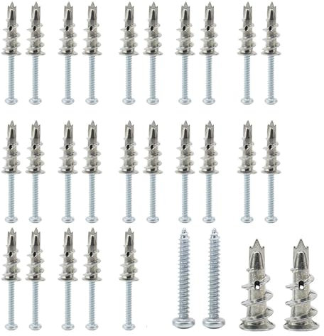 Fokroin 25 Piezas Tacos Pladur, Tacos para Cartón Yeso, Durable Tornillos Pladur, Tacos Autorroscantes Metalico para Pladur Sin Taladrado, para Fijación en Piedra, Ladrillo, Hormigón, Placas de Yeso