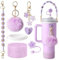 Winmany Lot de 7 accessoires pour tasse Stanley avec dragonne, dragonne, paille, couverture, bouteille, pompon, pendentif, compatible avec les gobelets Stanley de 1,2 l