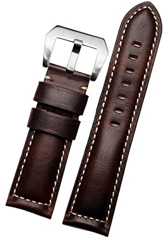 QTYQWC 20mm 22mm 24mm 26mm Echtes Leder Retro Mann Uhrenarmband für Panerai PAM111 441 Rindsleder Armband Handgelenk Strap