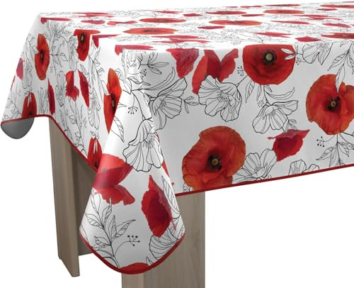 Le linge de Jules Nappe Anti-Taches Coquelicot - Rectangle 150 x 240 cm