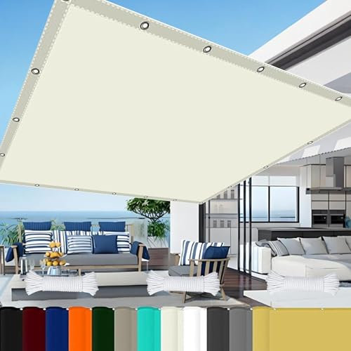 Camping Shade Tarp 1.6 x 8.5 m Waterproof Shade Sail Sunshade with Free Rope with Grommets Pes Shade Netting for Carport Swimming Plants, off white