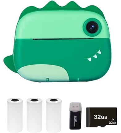 Macchina fotografica per bambini Stampante termica istantanea Schermo da 2,4 pollici Supporto doppia fotocamera Timer Riprese Registrazione video 1080P Stampa termica senza inchiostro con 3 rotoli di