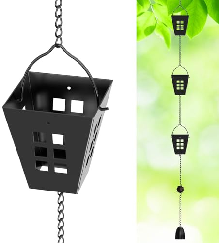 KHayRovies Catena per acqua piovana, grondaia, catena per drenare l'acqua per la pioggia all'aperto (griglia nera)