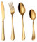 GLEAVI 4 Pezzi set di cucchiai di posate Forks Utensili argenteria scheletro posate d'argento D'oro