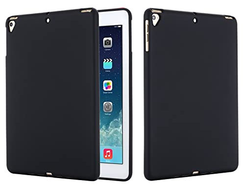 Coque en silicone compatible avec iPad Air 1/Air 2 9,7/nouvel iPad 2017/2018/Pro 9,7, coque de protection souple en TPU souple, couleur pure et résistante aux chocs, noir