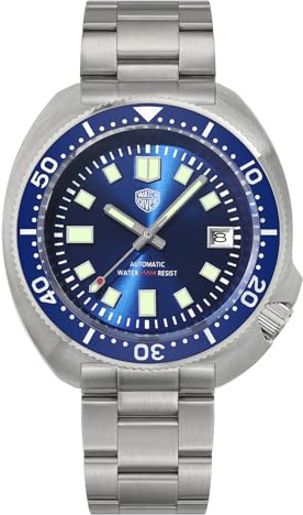 watchdives Automatische Taucheruhren für Herren WD6105, NH35-Uhrwerk Armbanduhr 200 M, Saphirglas Herrenuhr mit 316L-Edelstahlarmband Leuchtende Uhr