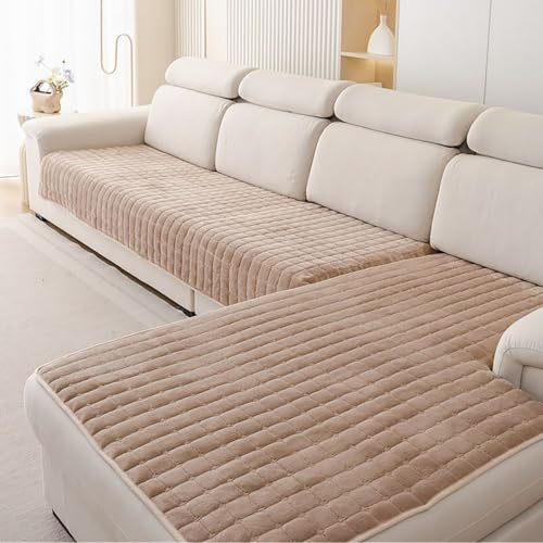 Generisch Weicher Flanell-Sofabezug, Sofa Überzug 1 2 3 4 Sitzer, Couchbezug Sofadecke L Form Ecksofa Couch Überwurfdecke Anti Rutsch für Wohnzimmer Waschbar,Braun,70 * 210cm