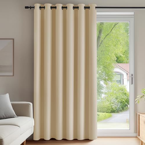 Deconovo Blickdichte Dicke Gardinen mit Ösen für Schlafzimmer Champagner | 1 Stück, H245 x B200 cm, Thermogardinen Kälteschutz, Hitzeschutz, Verdunkelnd, Sichtschutz, Ösenschal, Blackout Curtain