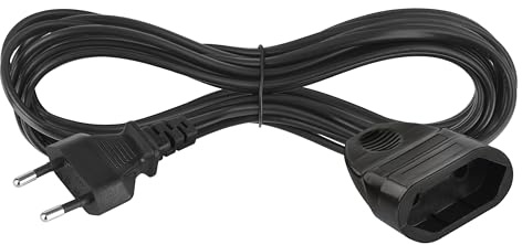 EMOS - Verlängerungskabel 5m - mit Euro-Stecker & Buchse - 250 V, 2,5 A, 575 W - PVC, 0,75 mm2 - erhöhter Berührungsschutz - IP20 für Innen - geeignet für Lampen, Fernseher, Adapter - schwarz