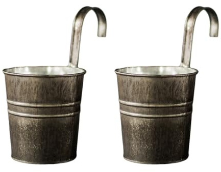 2 Stück Hängender Eisenkorb Blumentopf, Schwarzer Gartenblumenhalter | Retro Streifen, Eisenmaterial, Multifunktional Nutzbar, für Schuppen und Außenwände