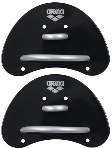 arena Finger Paddle Elite Handpaddel für Schwimmer, Schwimmbad-Trainingszubehör, Schwimmbad-Paddel mit Verstellbaren Riemen, Unbedeckte Handfläche