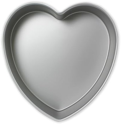 PME HRT063 Herzförmige Backform aus eloxiertem Aluminium, 152 x 76 mm tief, 15.3 cm, Silber / Schwarz