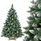 FairyTrees Pino Naturale con Punte innevate, Albero di Natale Artificiale, PVC, pigne Naturali, Supporto in Legno, 150cm