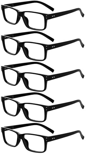 Eyekepper 0.50 Reading Glasses Men, Readers for Women, 5pack Black | Mens Womens Reader Eyeglasses, Retro Cheaters, All-Day Comfort Spring Hinges, Scratch Resistant for Work/Crafts