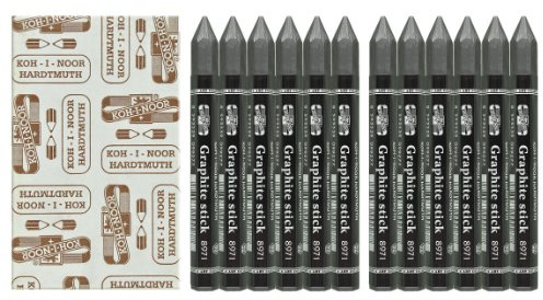 Koh-i-noor 12 Woodless Extra Thick Graphite Pencils. 4B. 8971