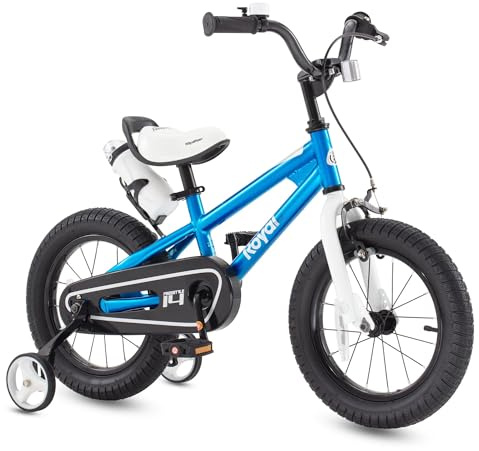 Royalbaby Freestyle Outdoor Children's Bicycle, Coaster Brakes Sporty Kid Bike with Training Wheels and Adjustable Seat, 16 Inch, Blue