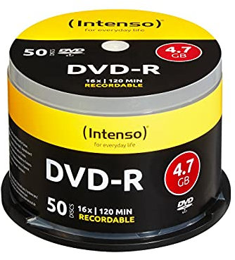 Intenso DVD-R 4,7 GB, 16x - DVD+RW vergini (16x, 4,7 GB, DVD-R, 120 min, 16x)