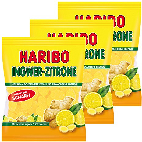 Haribo Zenzero-Limone, Caramelle Gommose alla Frutta, Bonbon, 3 Sacchetti da 175g