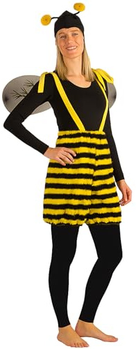 Krause & Sohn Unisex Kostüm Honigbiene Hose Mütze Biene Tierkostüm Fasching Garten (S/M)