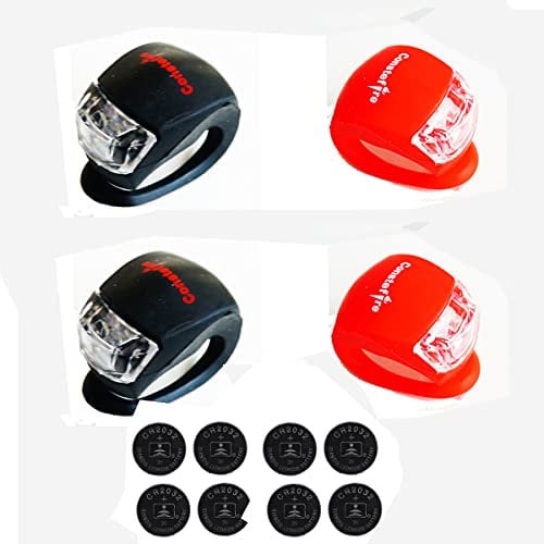 4 Pezzi Luci per bicicletta, Luce Bici Anteriore e Posteriore Impermeabile, Intelligente 3 Modalià Bicicletta, Illuminazione Bicicletta Set, Batterie incluse (2 Rosso/2 Nero)