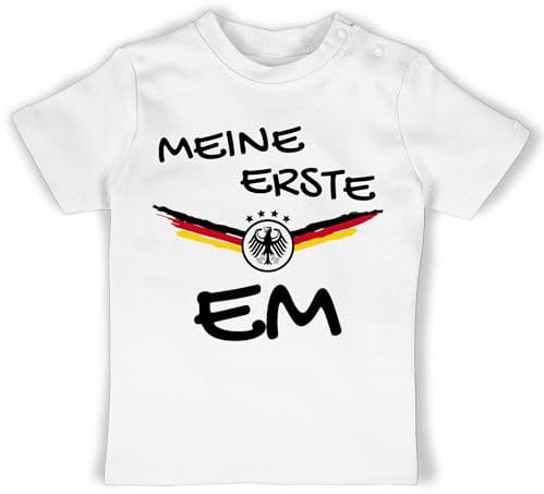 Baby T-Shirt Mädchen Jungen - 2026 Fussball WM Fanartikel - Meine erste EM Deutschland - 18/24 Monate - Weiß - Deutschland. Tshirt Tshirt-Fussball Europameisterschaft Germany Shirt