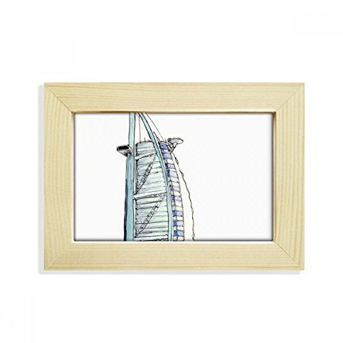 DIYthinker Burj Al-Arab Luxury Hotel Dubai Desktop-HÖlz-Bilderrahmen Fotokunst-Malerei Passt 10.2 x 15.2cm (4 x 6 Zoll) Bild Mehrfarbig