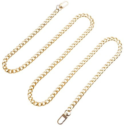 BESTOYARD Handtaschenketten Metallgeldbeutelriemen Schulter Cross Body Ersatzriemen Tasche Eisen Flache Kette (Gold)