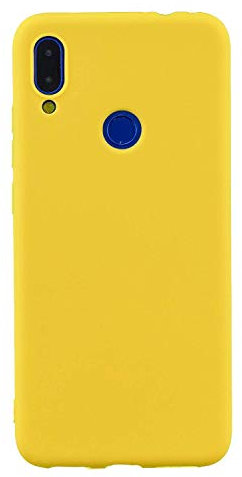 cuzz Cover per Xiaomi Redmi Note 7+(1 Pezzi Proteggi Schermo in Vetro Temperato)Colore Solido Premium Flessibile Morbido Silicone TPU Custodia Sottile Ultra-Luce Antiscivolo Anti-Shock Housse(Giallo)