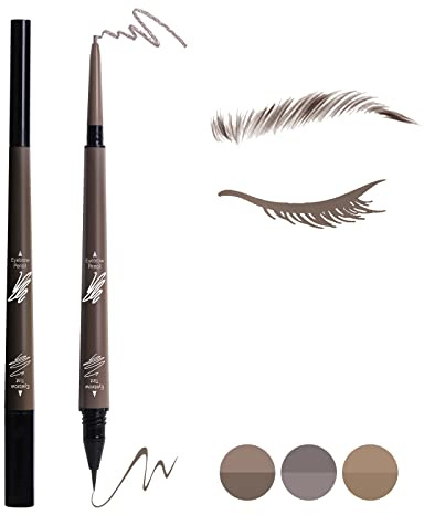 Music Flower 2-in-1 Augenbrauenstift, Wasserfester und lang anhaltender flüssiger Augenbrauenstift, Doppelseitiger Stift zum Auffüllen und Definieren der Augenbrauenfarbe, Chestnut