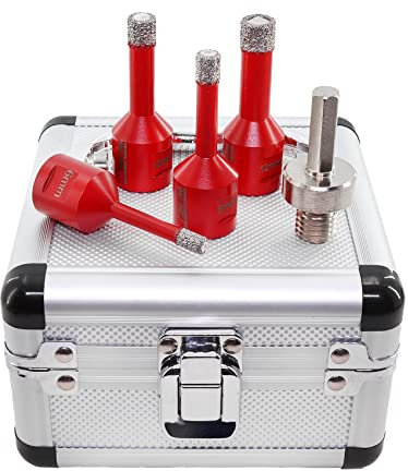 SHDIATOOL Forets Diamant 5 Pièces/Boîte—6/8/10/12mm Trépans et Adaptateur pour Carrelage Porcelaine Granit Marbre