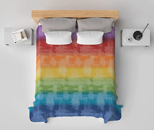 HomeLife Frühling Sommer leichte Tagesdecke [260x280], Qualität aus Italien|Hergestellt aus hochwertiger Baumwolle|Regenbogenfarben Motiv|Einzelbettdecke aus feinem Stoff für warme Jahreszeiten Bunt