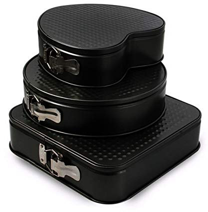 Non-Stick Springform Cake Pan Set of 3 Shapes Round Square Heart
