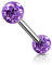 beyoutifulthings Brustwarzen-Piercing 2 Pavé Kristall-Kugeln 5mm Brust-Piercing Nippel-Piercing Chirurgenstahl Silber Lila Stab 1,6/12mm