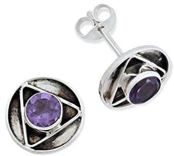 Ohrstecker 925 Silber Amethyst lila Stein Edelstein Ohrringe echt Silber Damen Sterling Silber Stecker Geschenk(MOS-053-51)