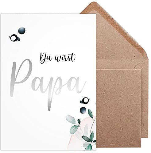 Olgs Karte zur Schwangerschaftsverkündung | Du wirst Papa | Überraschungskarte mit Umschlag und Silberdruck in A6 | Schwangerschaft verkünden
