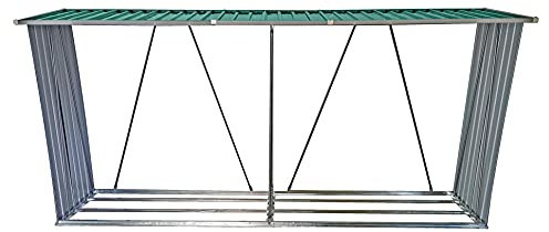 ESTEXO Abri pour bois de chauffage, étagère à bois de chauffage, étagère à bois de chauffage, étagère à bois de chauffage, toit incliné, vert 329 x 84 x 154 cm