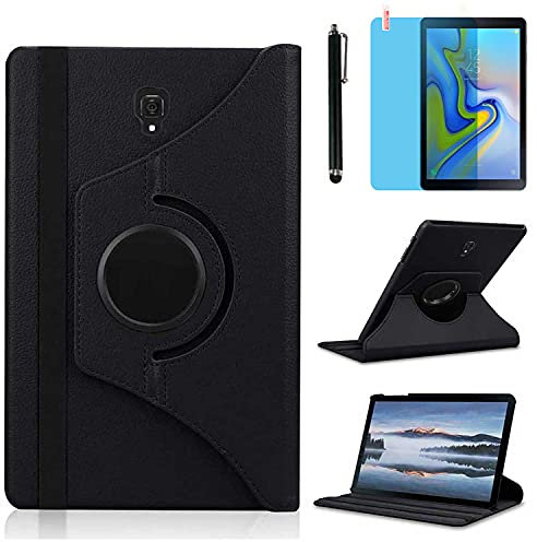 Custodia per Samsung Galaxy Tab S4 10,5 pollici 2018 (SM-T830 SM-T835 SM-T837), con supporto girevole a 360°, con pennino capacitivo, pellicola per schermo (Black)