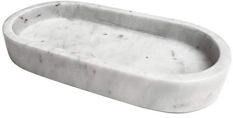 Adorist Vassoio in marmo bianco ovale grande