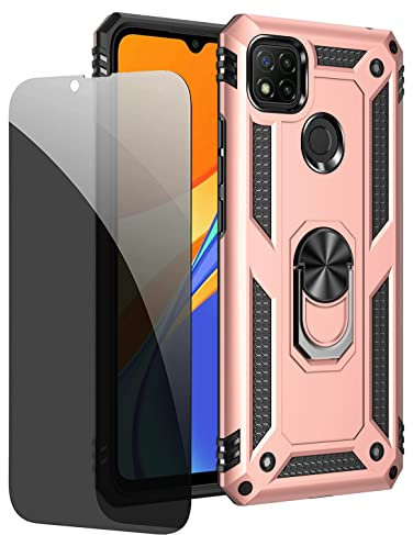 JOYTAG Hülle für Xiaomi Redmi 9C/9C NFC Rosé Gold handyHülle mit Anti-Spähen Privatsphäre Schützen Folie Blickschutzfolie