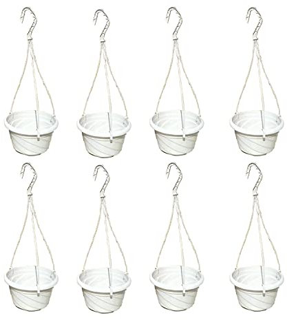 PALROTOP Paquete de 8 macetas Colgantes de plástico pequeñas, macetas Colgantes de 7 Pulgadas, macetas Colgantes Redondas para Plantas de Interior y Exterior, decoración de jardín, balcón, Color