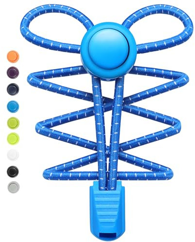 Stepace Elastische Schnürsenkel mit Schnellverschluss, 2 Paar Gummi Schuhbänder ohne Binden für Kinderschuhe, Sportschuhe Königsblau