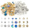 BetterJonny 130 Pièces Breloques Charms, Étoile Lune Soleil Pendentifs Artisanaux Accessoires Tibétain en Métal Émail Charmes Pendentifs pour Bracelet Collier Fabrication et Artisanat,Argent et bleu