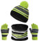outfit spring Kinder Wintermütze Schal Handschuhe 3PC Set, Warme Winter Bommel Strickmütze Beanie Weich Dicke Fleece Futter Loopschal Kinderhandschuh Set für Mädchen Jungen Kind