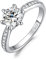 JewelryPalace Klassisch 7.5mm 1.5ct Rundschliff Moissanite Solitär Promise Ring Damen, Verlobungsring Damenring Ringe Silber 925 mit Stein für Frauen, Simulierte Diamant Jubiläum Ehering Silberring 59