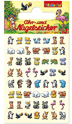56 Ohr- und Nagelsticker für Kinder und Erwachsene | Sticker Ohrsticker (Zootiere)
